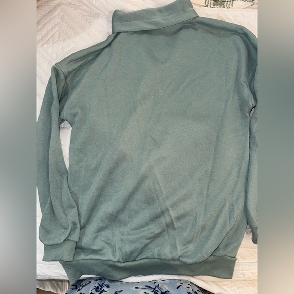 Men's Half-Zip Pullover Sweater - Sage Green - Picture 2 of 3